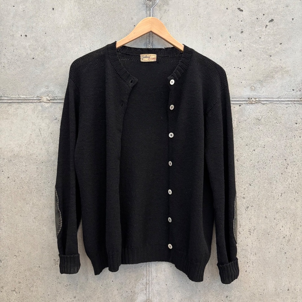 Rare Vintage 1950's Garland Shetlander Wool Cardigan, Black, approx. size M